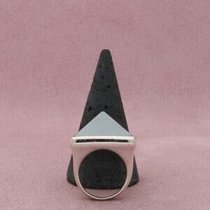 rlm studio sterling silver modernist hematite pyramid statement ring size 5